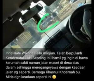 Akibat Jalan Rusak, Pasca Melahirkan Seorang Bayi, Seorang Ibu Wafat Ditengah Kemacetan