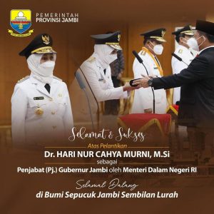 Mendagri Lantik Dr.Hari Nur Cahya Murni sebagai Pj. Gubernur Jambi